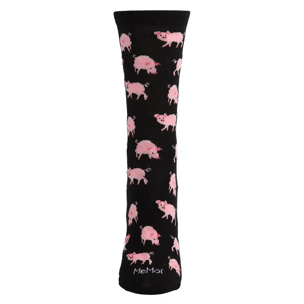 Thumbnail: Pretty Pigs Bamboo Blend Crew Socks for Women by Me Moi