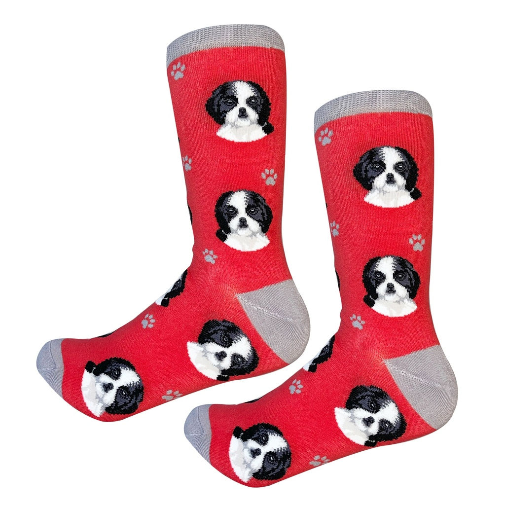 Black & White Shih Tzu Sock Daddy Socks by E&S Pets