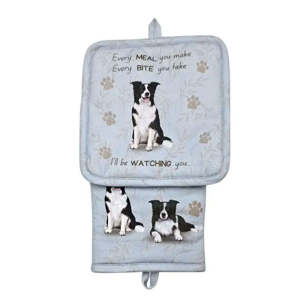 Border Collie 3pc Oven Mitt Set by E&S Pets