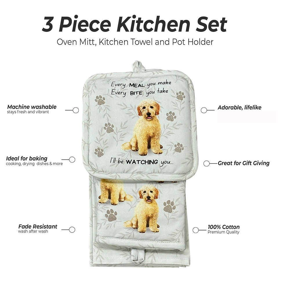 Goldendoodle 3pc Oven Mitt Set by E&S Pets