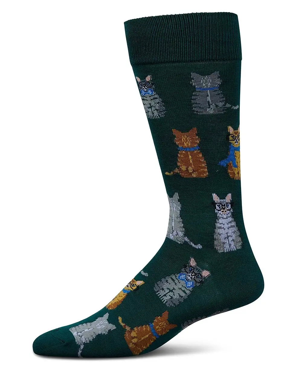 Cats Bamboo Blend Crew Socks for Men by Me Moi