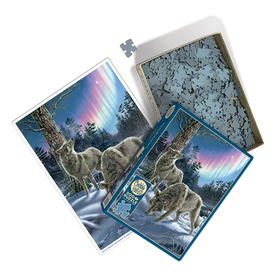 Thumbnail: Northern Lights 500 Piece Wolf Puzzle by Cobble Hill