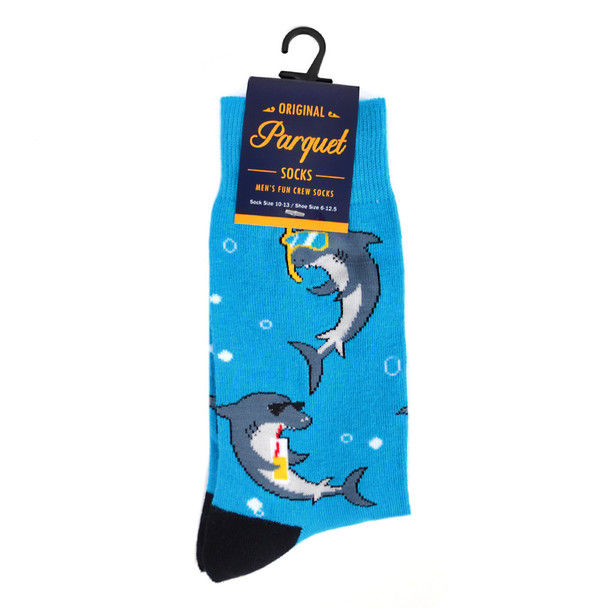 Thumbnail: Vacation Sharks Crew Socks for Men by Parquet