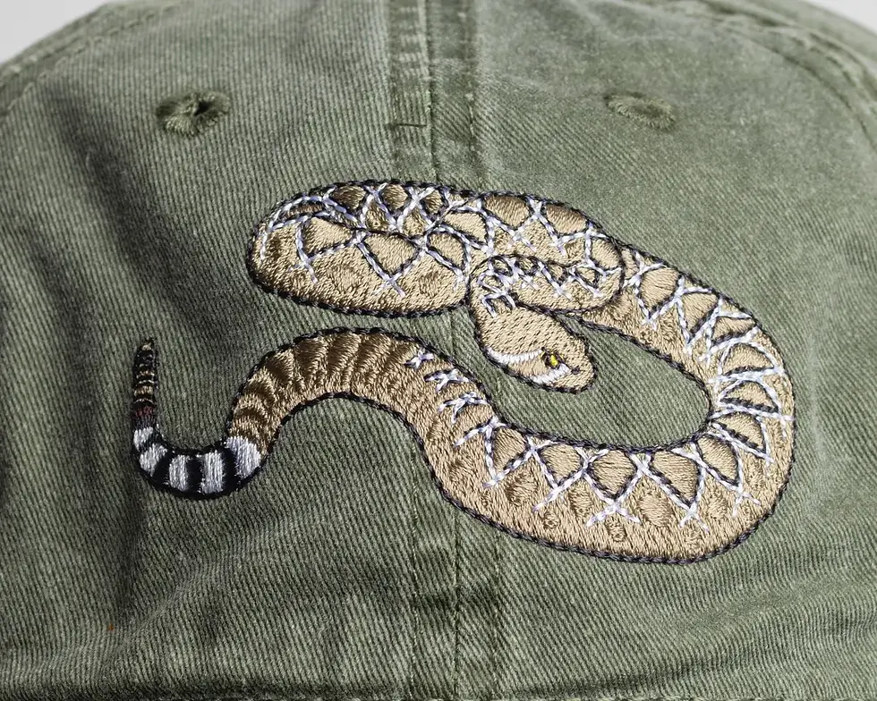 closeup of Western Diamondback Rattlesnake Hat by Eco Wear