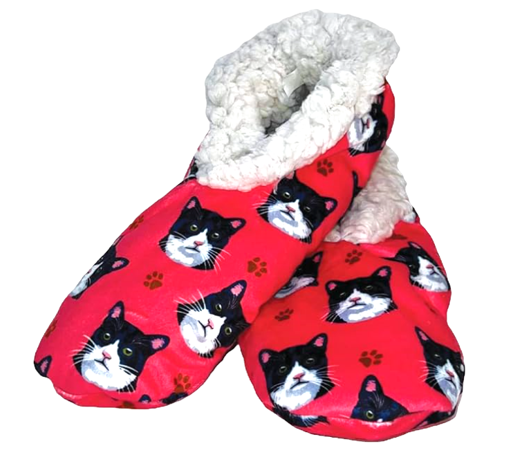 Black & White Cat Comfies Slippers by E&S Pets