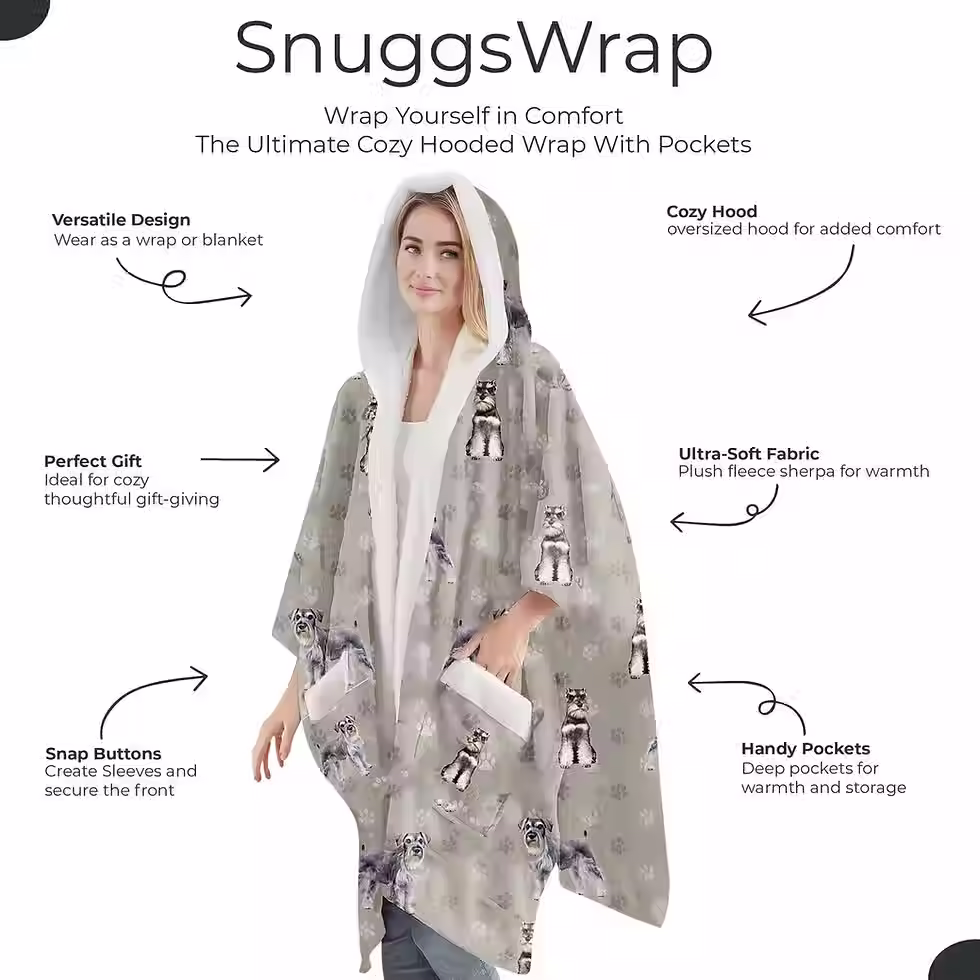 Schnauzer Snuggs Wrap Blanket Hoodie by E&S Pets