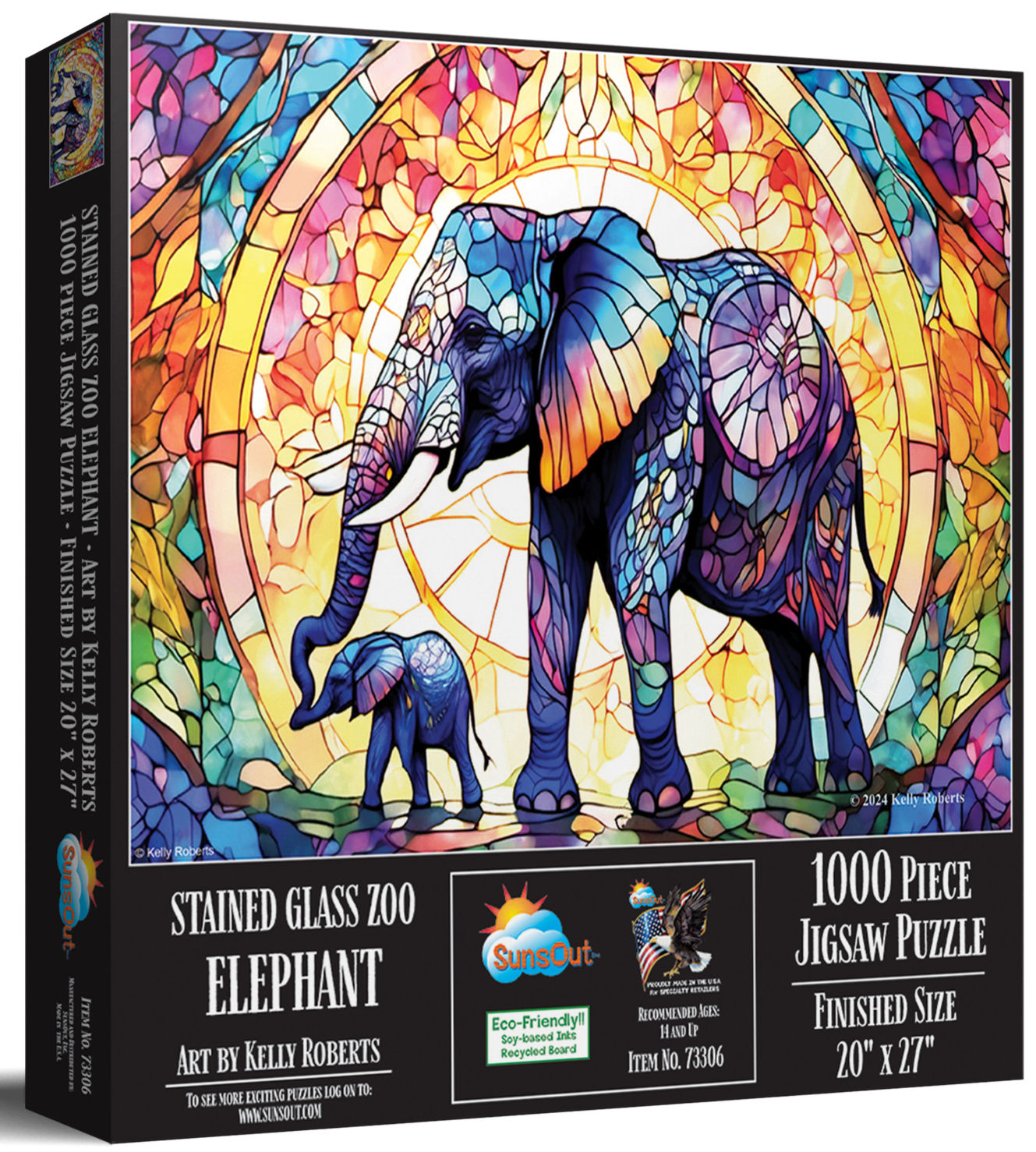 Stained Glass Zoo Elephant 1000 Piece Puzzle by SunsOut