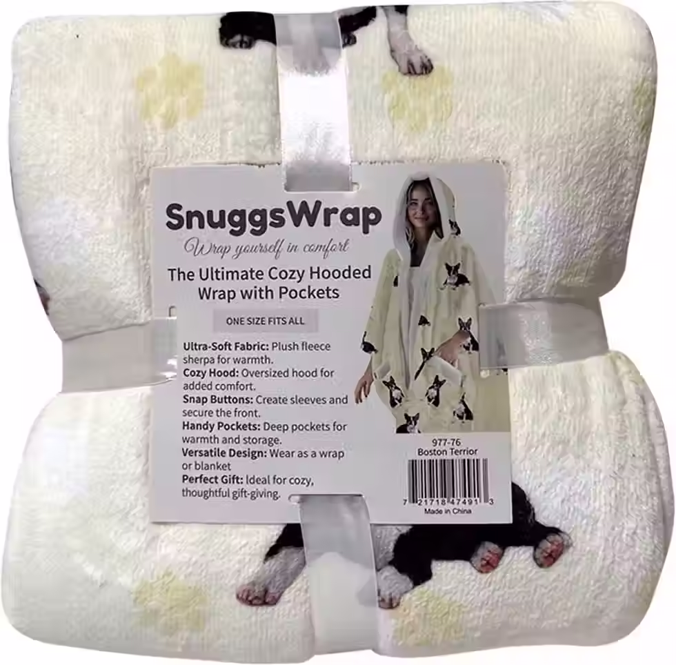 Thumbnail: Boston Terrier Snuggs Wrap Blanket Hoodie by E&S Pets