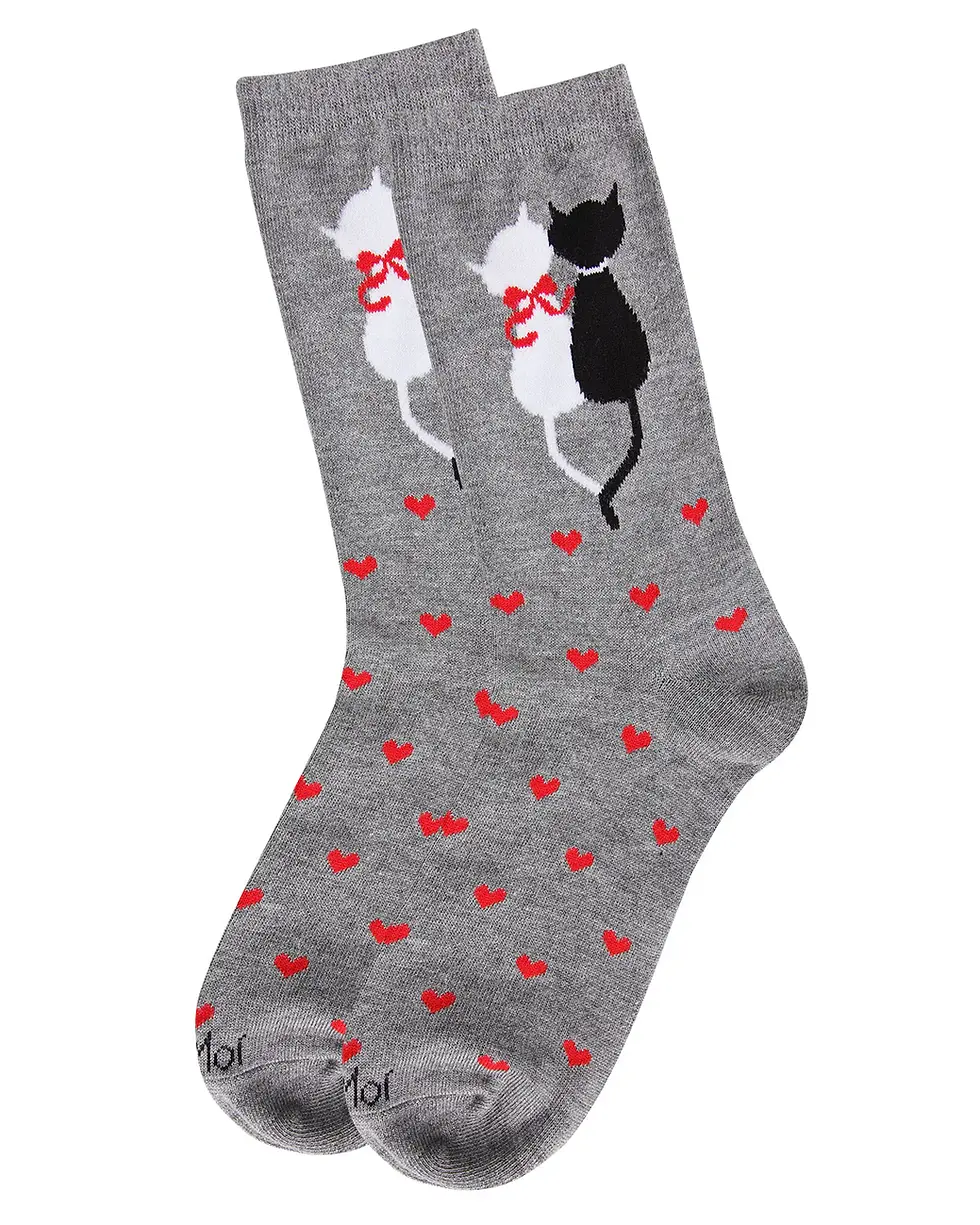 Purr-fectly In Love Bamboo Blend Crew Socks for Women by Me Moi