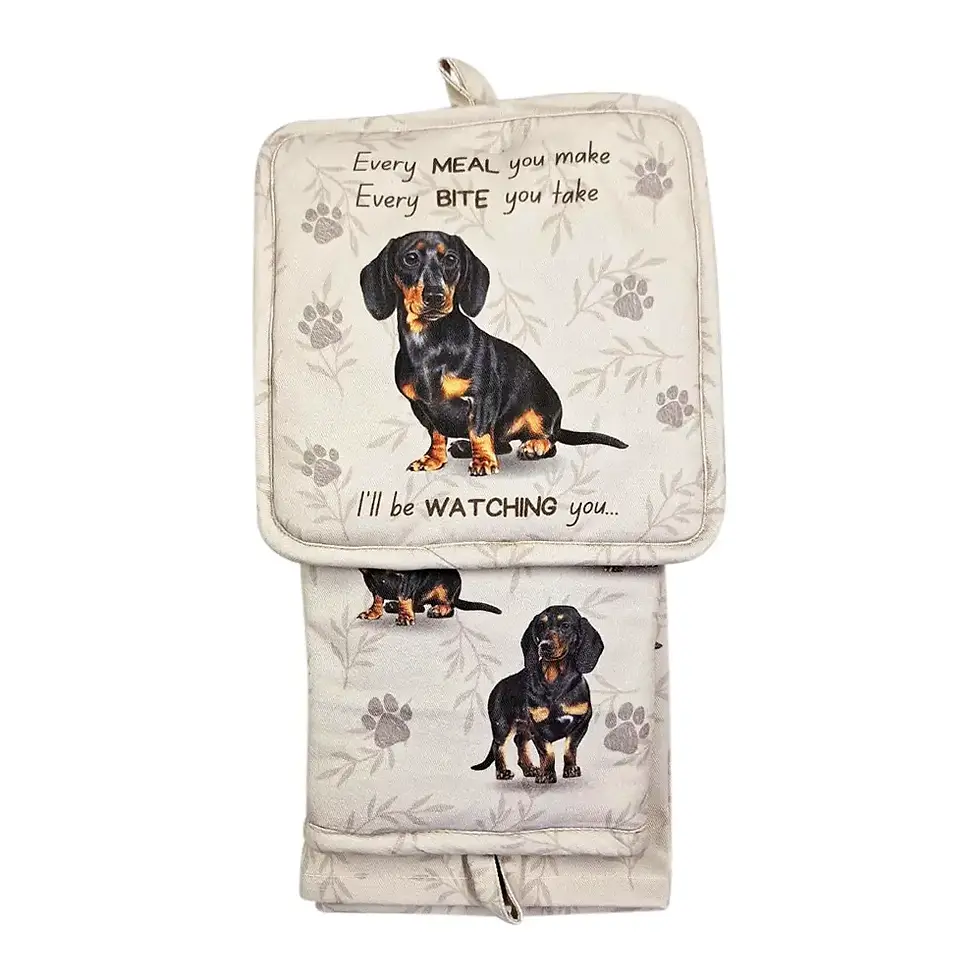 Thumbnail: Black Dachshund 3pc Oven Mitt Set by E&S Pets