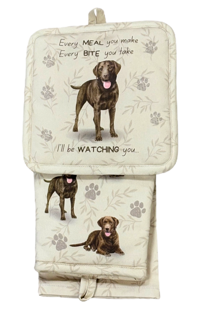 Chocolate Labrador 3pc Oven Mitt Set by E&S Pets