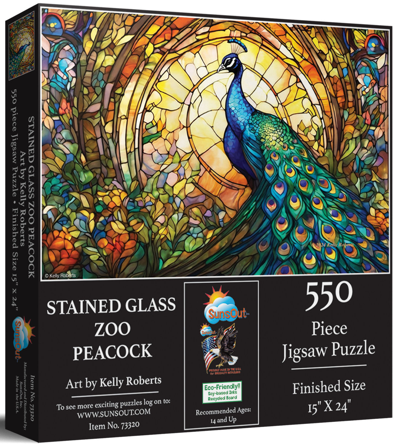 Stained Glass Zoo Peacock 550 Piece Puzzle by SunsOut