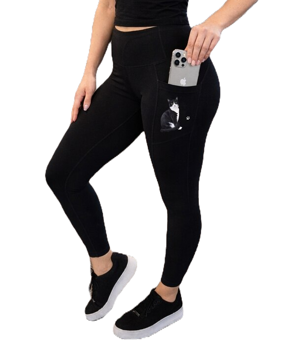 Thumbnail: Black & White Cat Leggings by E&S Pets