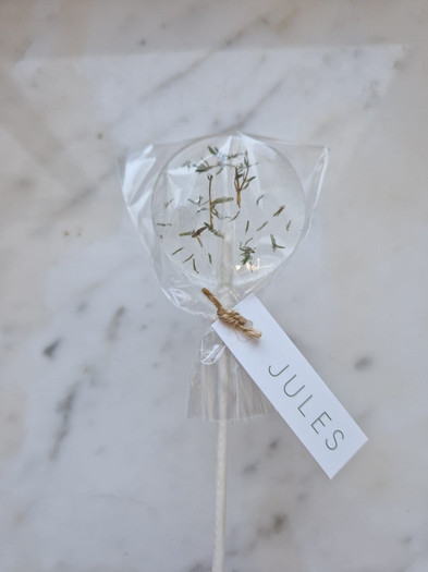 Lekstok, lolly, lollypop, droogbloemen