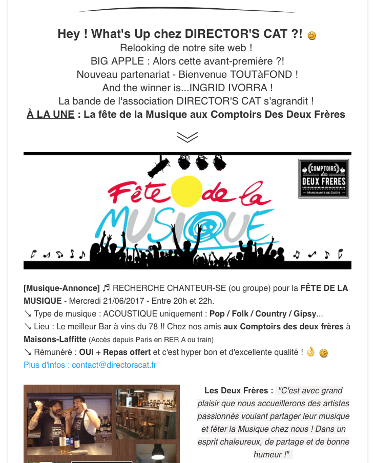 Newsletter du 14/06/2017