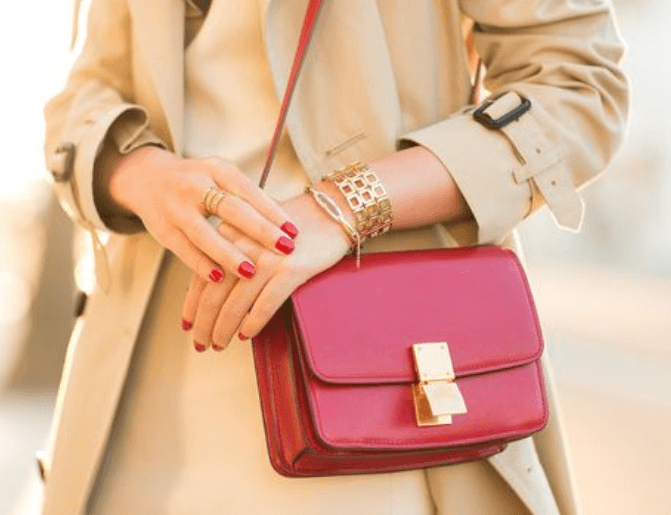Woman Carrying a pink Celine box bag