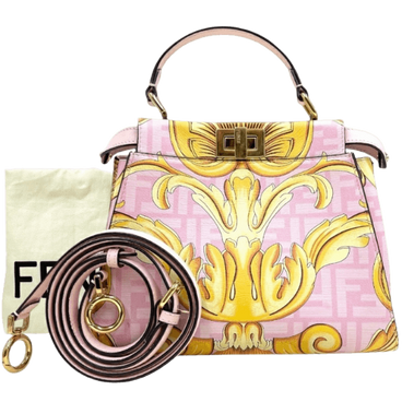 Fendi Peekaboo Mini Pink and White Handbag