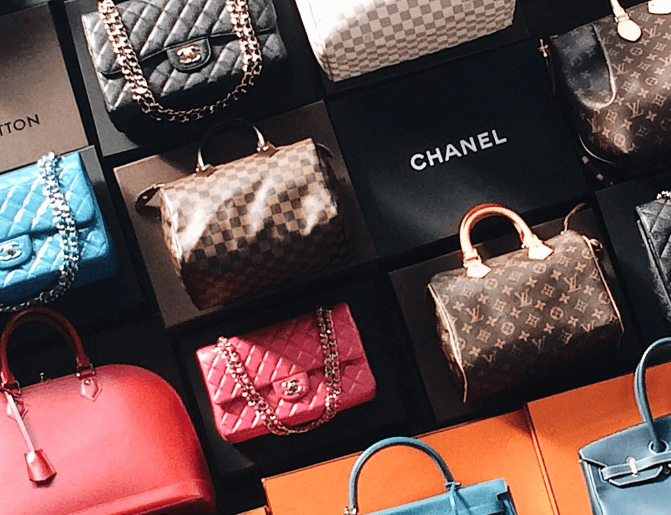 Different luxury bags from different brands