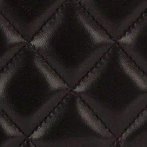 Close-up of a Chanel Classic Flap bag showing the lambskin material