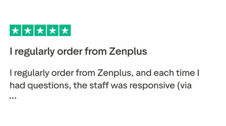 5-star review saying "I regularly order from Zenplus"