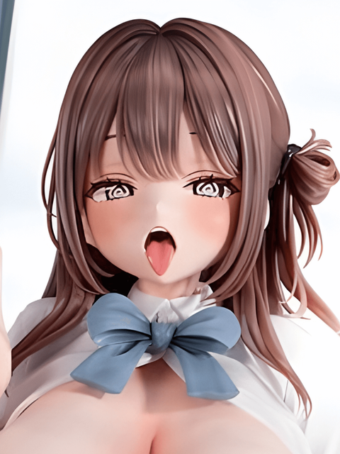 Figure of a girl in a school uniform riding train