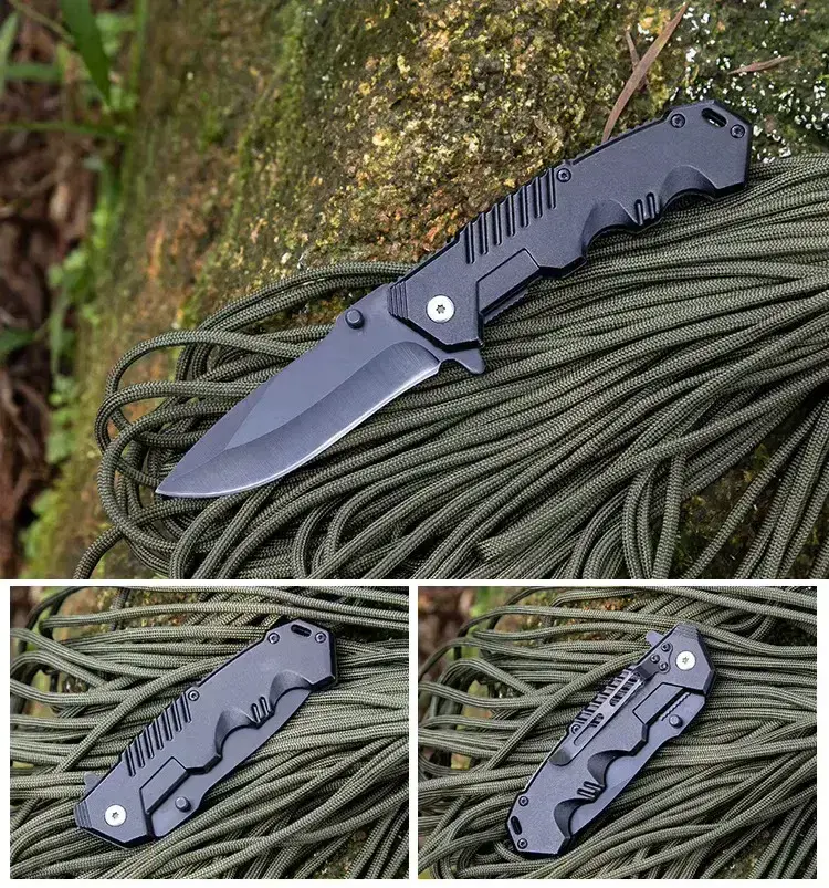 Miniaturbild: Kompaktes Outdoor-Klappmesser Schwarz, Faltbar, Outdoor & Camping Messer