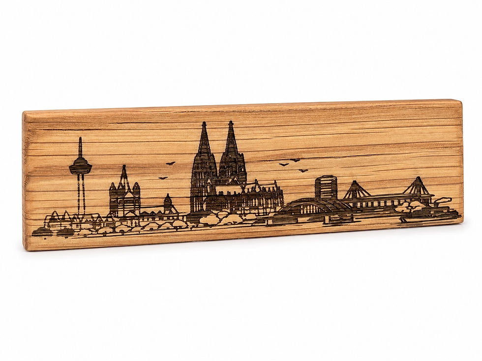 Miniaturbild: 2er Magnetleiste Köln Freisteller – Eiche Lasergravur Kölner Dom Kranhäuser Hohenzollernbrücke