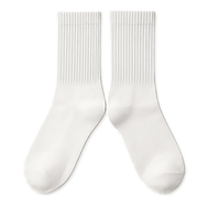 White Crew Socks on Beige Background.png