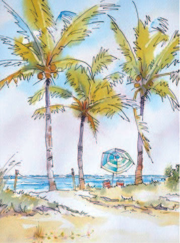 Watercolor Beach in Summer
