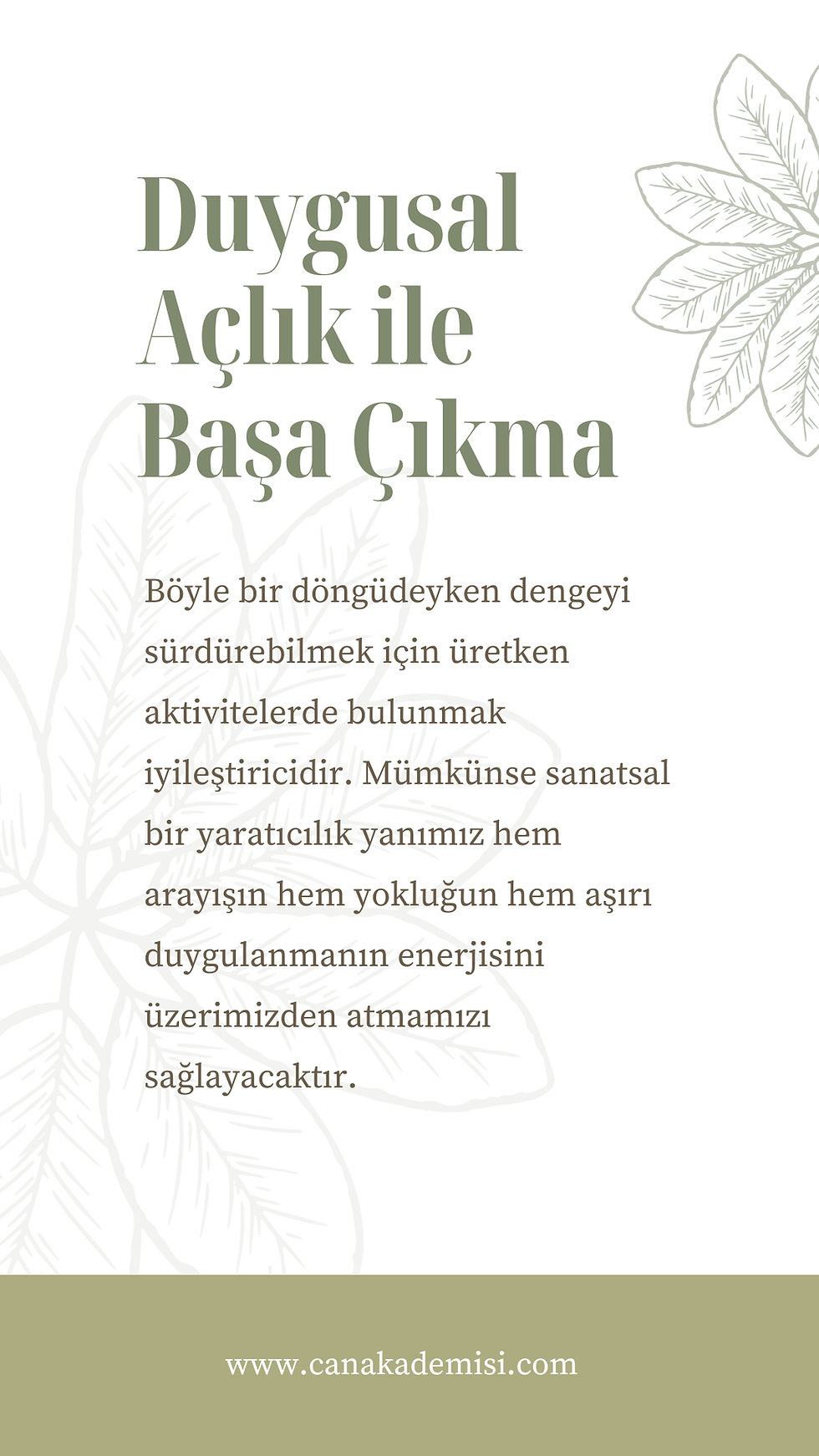 duygusal açlık ile başa çıkma ile ilgili kısa bir özet içeren kart