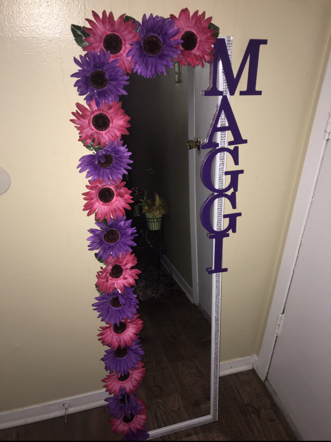 Flower Bling Mirror With Name