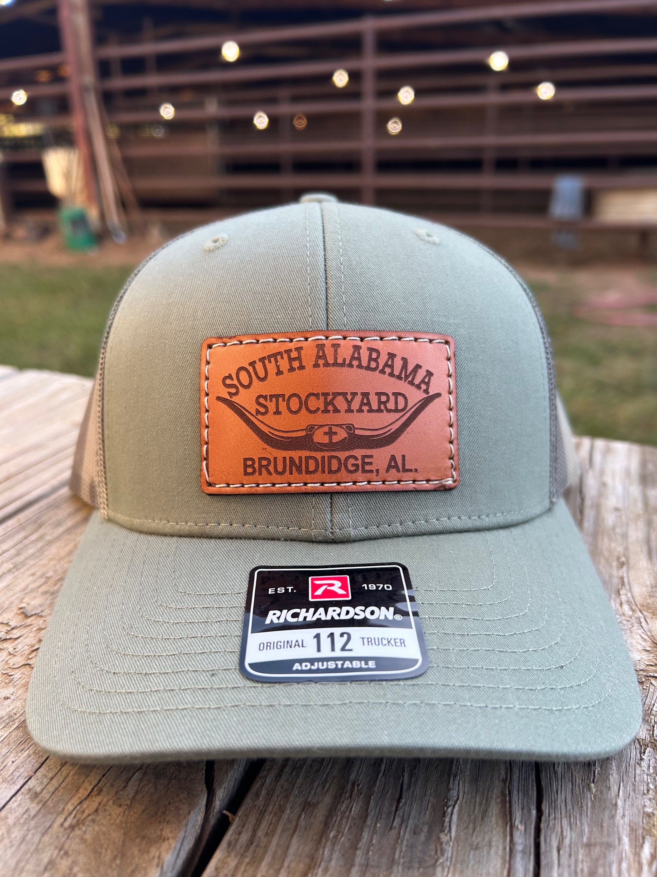 Loden with Green Camo Mesh Stitched Leather Patch