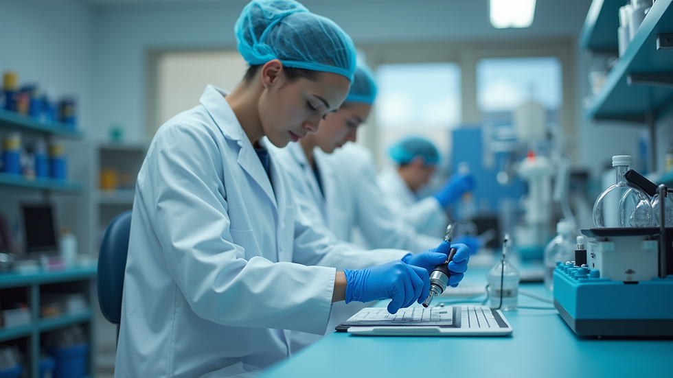 Eye-level view of a laboratory setting with quality control equipment