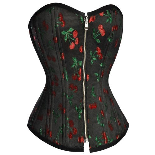 Cherry/Black Brocade Reversible Waist Training Cor