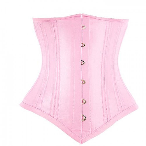 Baby Pink Taffeta Longer Waist Training Corset
