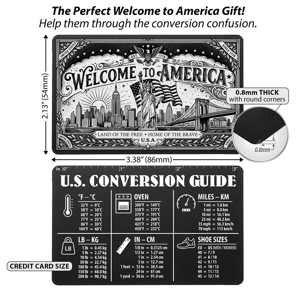 Details and dimensions about the perfect welcome to America gift
