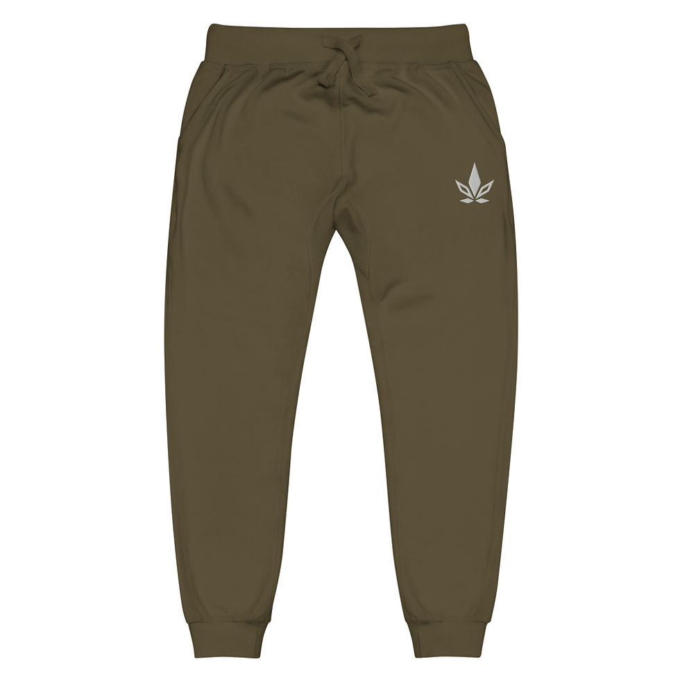 Thumbnail: Leaf Unisex Military Green Fleece Sweatpants
