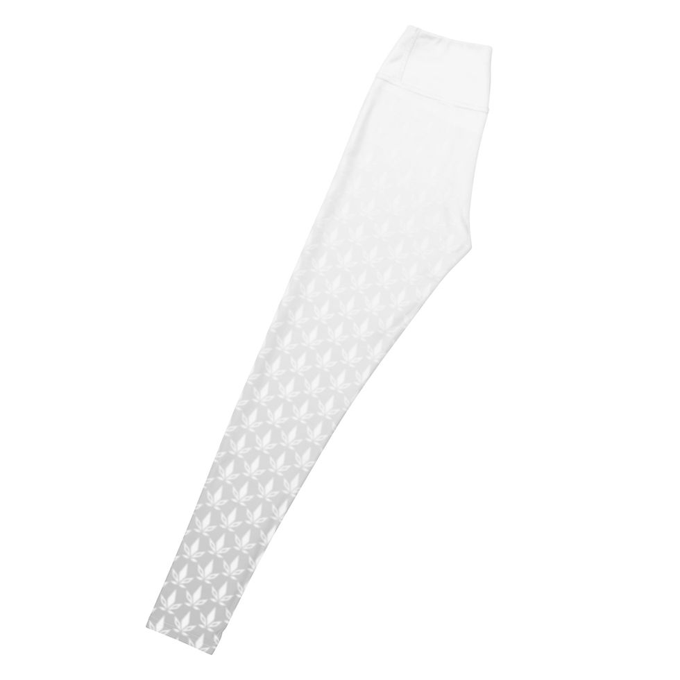 Thumbnail: Leaf Pattern White Yoga Leggings