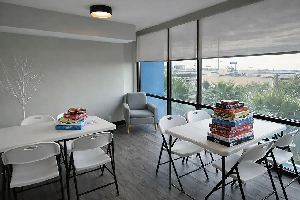 Family-friendly board games area at extended stay hotel in Corpus Christi
