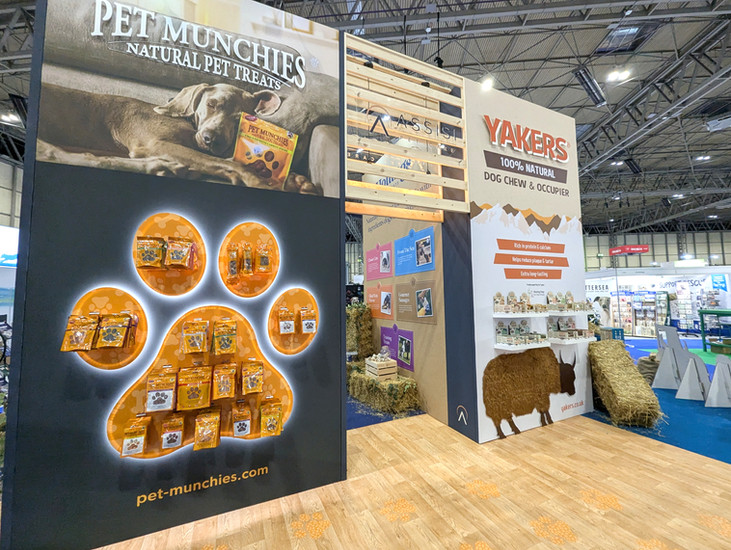 An exhibition stand for Assisi Pet Care at PATS 2025