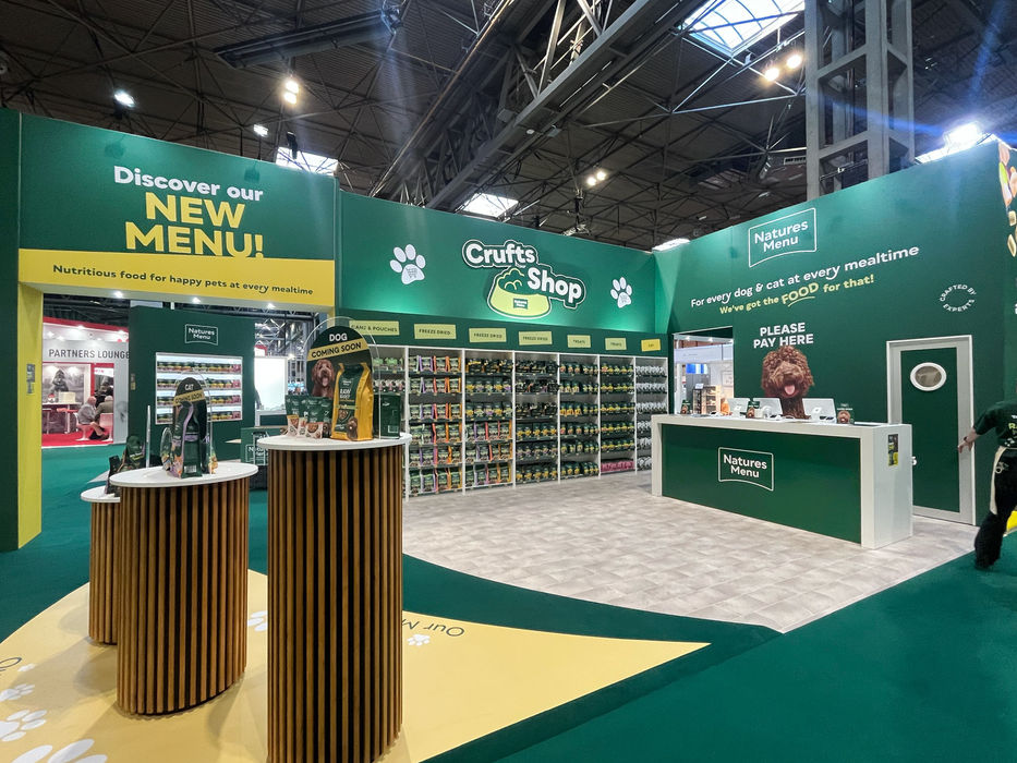 An exhibition stand for Natures Menu at Crufts 2025