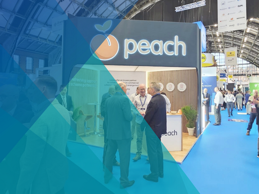 An exhibition stand for Peach at the 2025 BIBA insurance conference