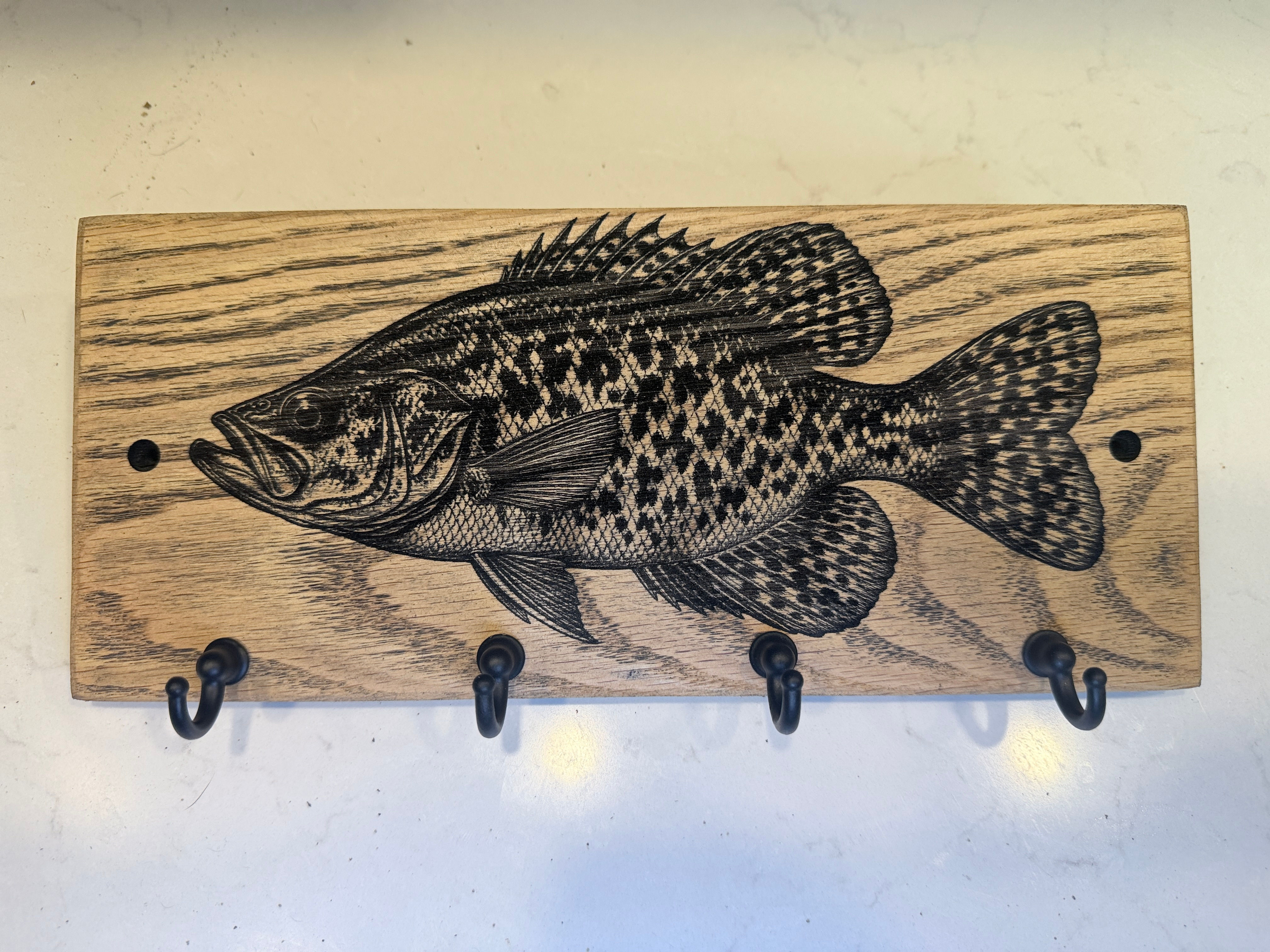 Black Crappie Wall-Mounted Key Hanger Organizer