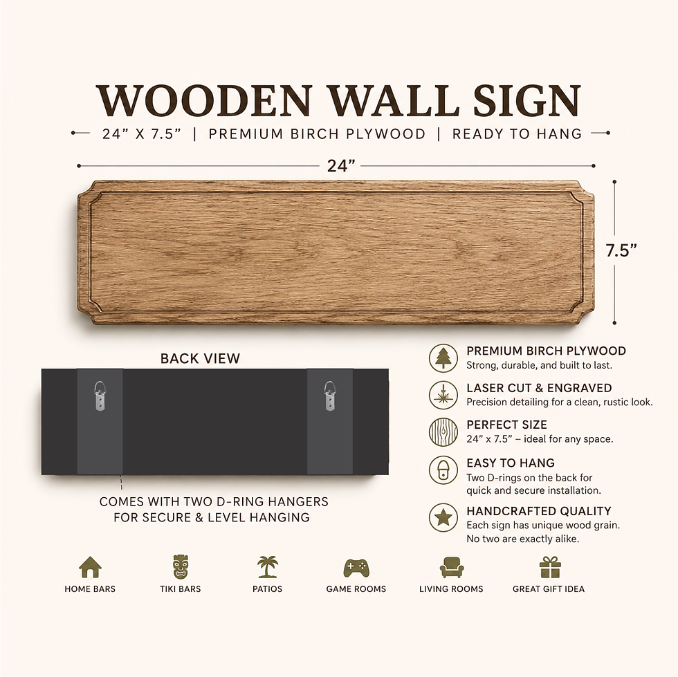 Thumbnail: Wooden Hanging Last Call Tiki Bar Wall Decor specifications