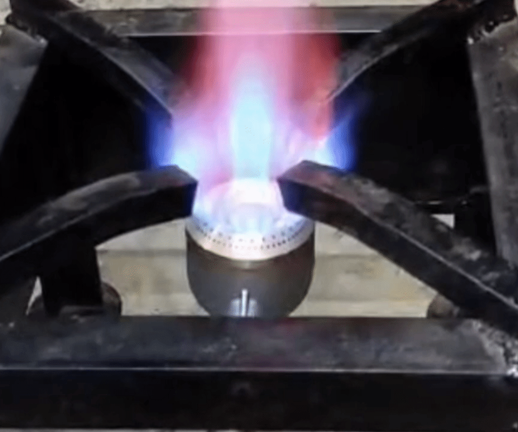 Commercial burner flame