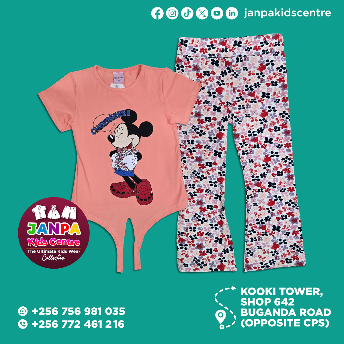 Girls' 2 Piece - Tie front T-shirt and Pants