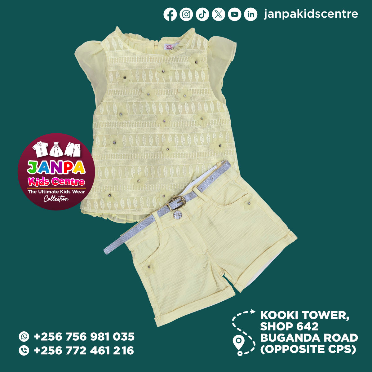 Girls 2 Piece ( Top & Short Pants)