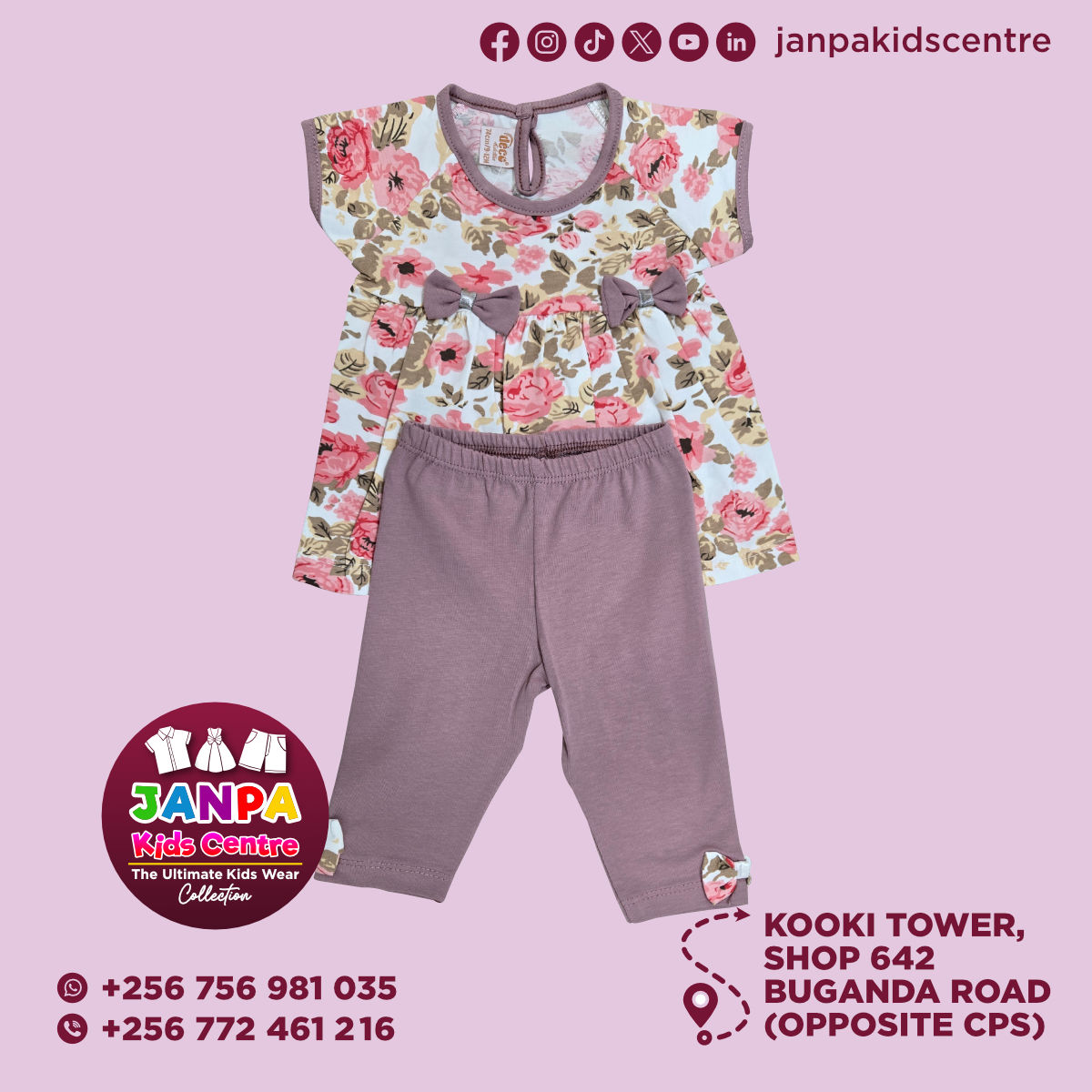 Girls 2 Piece [Floral Top + Pants]