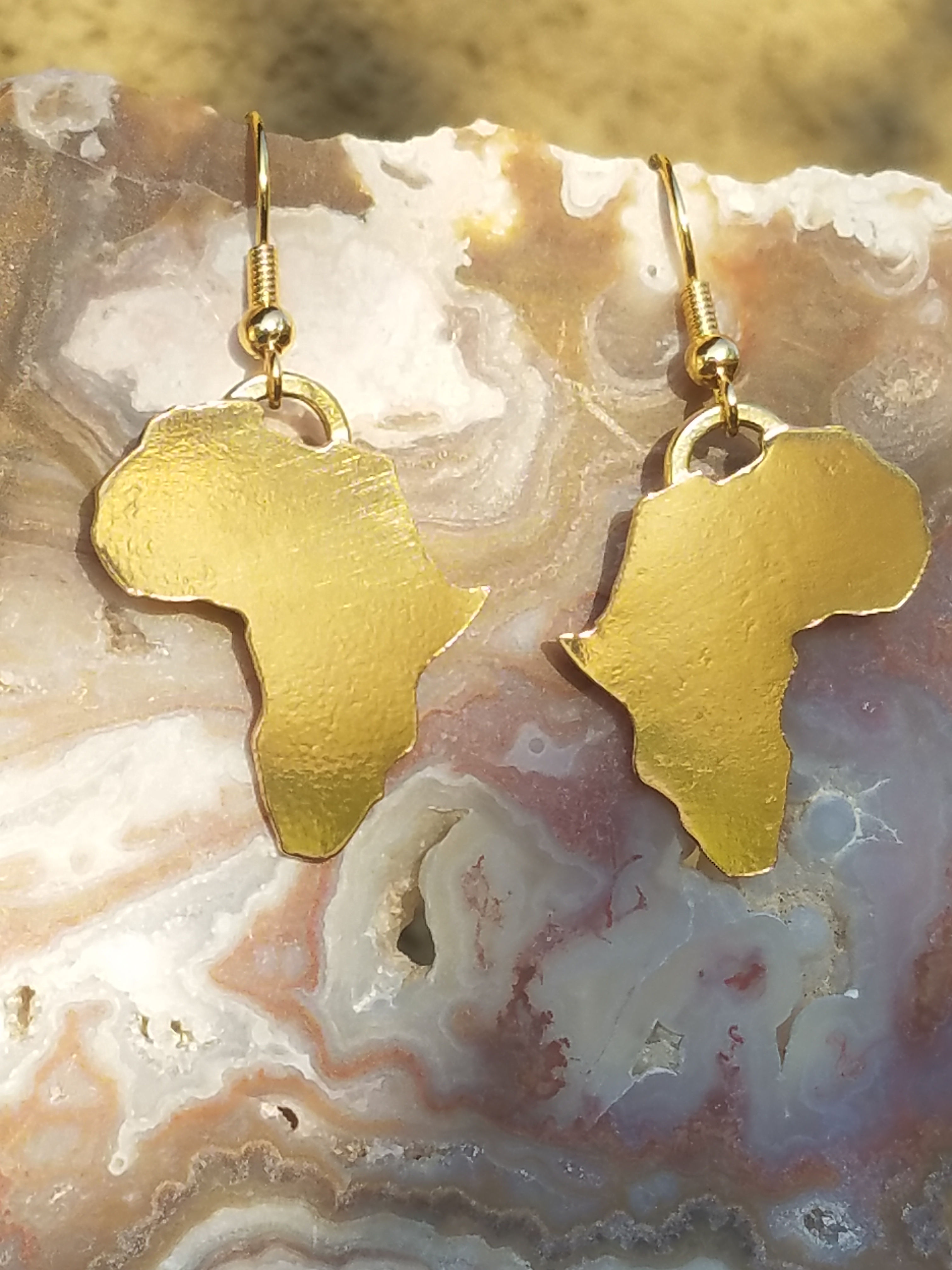 Brass Africa Earrings 1 inch