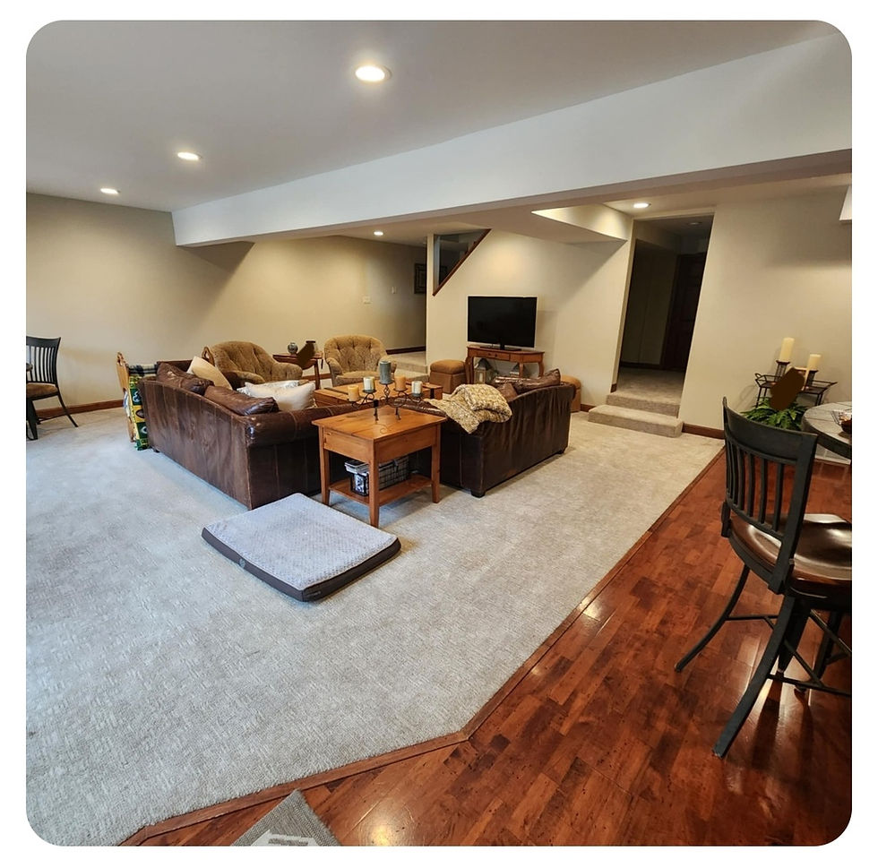Basement remodel materials before picture.